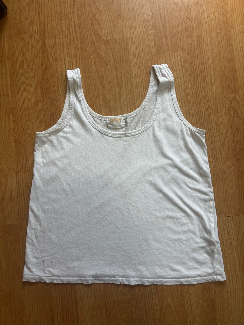 Nation LTD white tank small Pima cotton linen coastal scoop neck summer basic